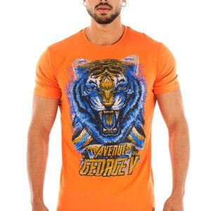 Avenue George V Paris T-Shirt Men's Short Sleeve Graphic Rhinestone Tiger 3XL